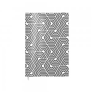 Agenda A5 Nedatata Artpress, Black & White, 100 File, Coperta Buretata Lucioasa, 80 g/m²