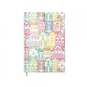 Agenda A5 Nedetata Artpress, Colorful City, 100 File, Coperta Buretata Lucioasa, Multicolor, 80 g/m²