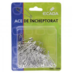 Set 100 Ace Metalice de Siguranta ECADA, 3 cm, Ace Nichelate de Siguranta, Ace de Incheptorat, Set Ace de Siguranta, Bolduri de Siguranta, Agrafe de Siguranta, Ace de Prins Hartii, Ace de Siguranta Croitorie