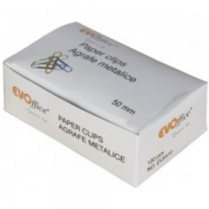 Agrafe Metalice Colorate EVOffice 50 mm, 100 Buc/Bax - Clipsuri Metalice 