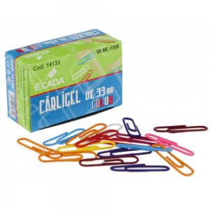 Set 100 Agrafe Metalice ECADA, 33 mm, Multicolore, Clipsuri Colorate pentru Hartii, Agrafe Colorate pentru Birou, ECADA Clipsuri Metalice, Clipsuri pentru Hartie, Clipsuri de Birou, Agrafe Metalice pentru Hartie, Agrafe de Birou, Set Clipsuri de Birou