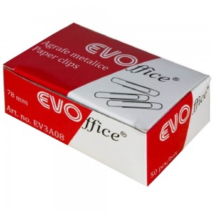Agrafe Metalice Ondulate EVOffice 78mm, 50 Buc/Bax - Clipsuri Hartie 