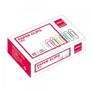 Cutie 100 Agrafe de Birou DELI Essential, Colorate, 33 mm, Agrafe pentru Hartie, Agrafe Hartie, Agrafe pentru Documente, Agrafe pentru Foi de Hartie, Agrafe Coli de Hartie, Agrafe de Birou, Agrafe Birou pentru Hartie, Agrafe Hartie pentru Birou