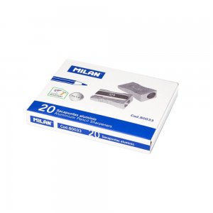 Ascutitoare Simpla Milan, 20 Buc/Set, Metal, pentru Creioane cu Diametru Mic, Set 20 Ascutitori de Aluminiu, Ascutitoare Clasica Milan, Ascutitori Simple Standard, Ascutitori Metalice Simple, Ascutitoare Metalica Simpla