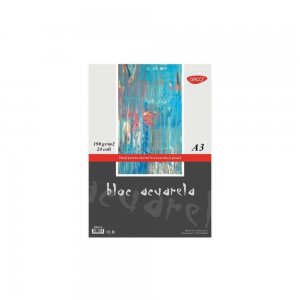 Bloc Desen Acuarela A3 Daco, 24 File, 190 g/m², Bloc Hartie pentru Acuarele, Hartie Pentru Vopsele Acuarele, Bloc de Desen pentru Culori pe Baza de Apa, Bloc de Desen A3