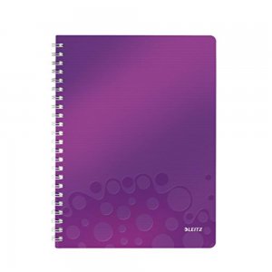 Caiet de Birou Spiralat A4 Dictando (DR) Leitz Wow , Coperta PP Mov Metalizat, 80 File, Caiet Cu Linii Spiralat, Caiet Coperta Tare Spiralat, Caiet Dictando Colorat, Caiet pentru Scoala, Caiete de Birou cu Spirala Caiet de Birou Spiralat A4 Dictando (DR) Leitz Wow , Coperta PP Mov Metalizat, 80 File, Caiet Cu Linii Spiralat, Caiet Coperta Tare Spiralat, Caiet Dictando Colorat, Caiet pentru Scoala, Caiete de Birou cu Spirala