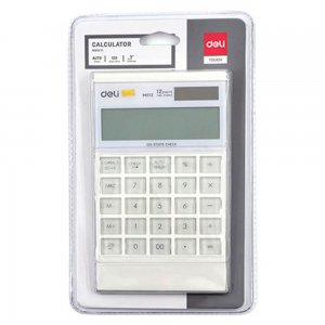 Calculator de Birou Deli 1211, 12 Digits, Alb, Alimentare Dubla, Calculator Birou, Calculator Birou 12 Digits, Calculator Birou cu Verificare si Corectie, Calculator Birou Deli 
