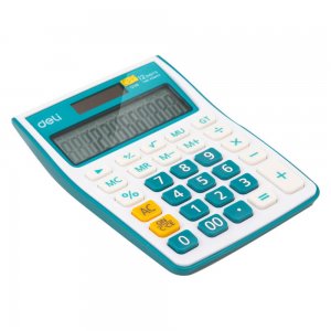 Calculator de Birou Deli 1238, 12 Digits, Alb/Albastru, Alimentare Dubla, Calculator Birou, Calculator Birou 12 Digits, Calculator Birou cu Verificare si Corectie, Calculator Birou Deli 