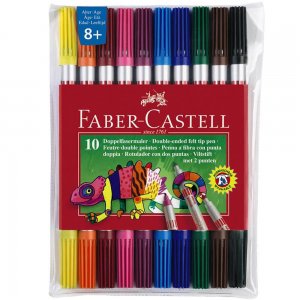 Set 10 Carioci Colorate Faber-Castell Cu 2 Capete De Scriere, Carioca Pentru Copii, Carioca De Colorat, Carioci Pentru Copii, Carioci Pentru Colorat, Carioci Colorate Pentru Desenat, Carioci Faber-castell