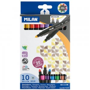 Carioci cu Doua Capete MILAN, 10 Carioci cu 20 Culori, Carioci Multicolore, Carioci pentru Copii, Carioci de Desenat, Carioci cu Doua Capete pentru Desenat