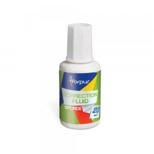 Corector Fluid FORPUS Tip Burete, 20 ml, Culoare Alba, Corector Fluid cu Burete, Accesorii Corectat Birou, Accesorii Corectat Scoala, Corector pentru Scriere, Pasta Corectoare Fluida, Corector Fluid Scolari, Corector Lichid