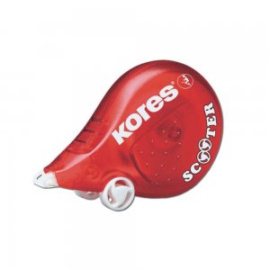 Dispenser cu Banda Corectoare KORES, 8m x 4.2 mm, Corp de Plastic Rosu, Dispensere cu Banda Corectoare, Dispenser Pasta Corectoare, Banda Corectoare Dispenser, Dispenser Corector Banda