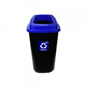 Pubela pentru Hartie Misavan, 60 L, Negru/Albastru, Marimea L, fara Capac, Cos de Gunoi pentru Colectare Selectiva, Material Plastic, Cos de Gunoi, Cos de Gunoi pentru Hartie, Cos de Gunoi Selectiv, Cos de Gunoi Misavan, Pubela Gunoi Misavan