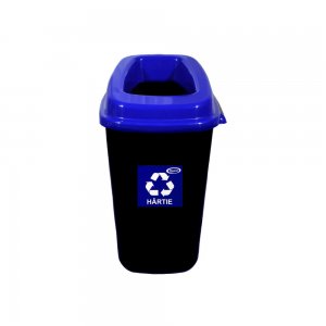 Pubela pentru Hartie Misavan, 60 L, Negru/Albastru, Marimea M, fara Capac, Cos de Gunoi pentru Colectare Selectiva, Material Plastic, Cos de Gunoi, Cos de Gunoi pentru Hartie, Cos de Gunoi Selectiv, Cos de Gunoi Misavan, Pubela Gunoi Misavan