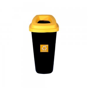 Pubela pentru Plastic Misavan, 120 L, Negru/Galben, Cos de Gunoi pentru Colectare Selectiva, Material Plastic, Cos de Gunoi, Cos de Gunoi pentru Plastic, Cos de  Gunoi Selectiv, Cos de Gunoi Misavan, Pubela Gunoi Misavan
