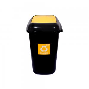 Pubela pentru Plastic Misavan, 60 L, Negru/Galben, Marimea L, Cos de Gunoi pentru Colectare Selectiva, Material Plastic, Cos de Gunoi, Cos de Gunoi pentru Plastic, Cos de  Gunoi Selectiv, Cos de Gunoi Misavan, Pubela Gunoi Misavan