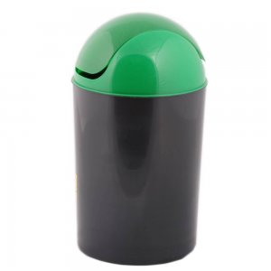 Pubela Birou Plastor Trading Flip-Flap Delta, 12 L, Negru/Verde, Pubele de Birou 12 L, Cos pentru Birou cu Capac Batant 12 L, Cosuri Birou pentru Hartii cu Capac Batant, Cosuri pentru Birou, Cosuri din Plastic pentru Birou, Cos din Plastic pentru Hartii