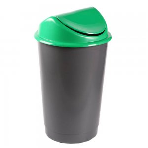 Pubela Birou Plastor Trading Flip-Flap Delta, 60 L, Negru/Verde, Pubele de Birou 60 L, Cos pentru Birou cu Capac Batant 60 L, Cosuri Birou pentru Hartii cu Capac Batant, Cosuri pentru Birou, Cosuri din Plastic pentru Birou, Cos din Plastic pentru Hartii