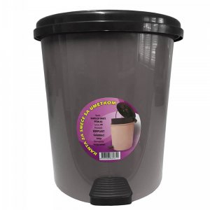 Cos de Gunoi cu Pedala, 15 L, Plastic Gri, Cosuri Gunoi cu Pedala, Cos din Plastic, Cos de Gunoi din Plastic, Cos de Gunoi cu Capac, Cos de Gunoi cu Pedala si Capac, Cos de Birou