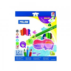 Set 12 Creioane Color MILAN Maxi, Ascutitoare Maxi Inclusa, Corp din Lemn Triunghiular, 12 Culori Diferite, Set Creioane Colorate, Creioane Colorate, Creioane pentru Desen, Creioane Colorate pentru Scolari, Creioane de Colorat, Rechizite Scolare Set 12 Creioane Color MILAN Maxi, Ascutitoare Maxi Inclusa, Corp din Lemn Triunghiular, 12 Culori Diferite, Set Creioane Colorate, Creioane Colorate, Creioane pentru Desen, Creioane Colorate pentru Scolari, Creioane de Colorat, Rechizite Scolare