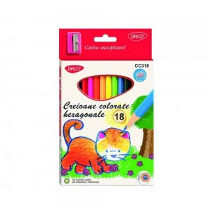 Set 18 Creioane Color DACO, 18 Culori, Corp Hexagonal din Lemn, cu Ascutitoare, Creioane Colorate, Creioane DACO, Set Creioane Colorate, Creion Colorat, Creioane Scoala, Creioane Desen Set 18 Creioane Color DACO, 18 Culori, Corp Hexagonal din Lemn, cu Ascutitoare, Creioane Colorate, Creioane DACO, Set Creioane Colorate, Creion Colorat, Creioane Scoala, Creioane Desen