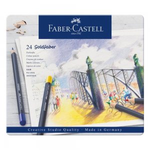 Set 24 Creioane Colorate Permanente Faber-Castell Goldfaber, Diverse Culori, Creioane Faber Castell Goldfaber, Creioane Colorate, Faber Castell Goldfaber Creioane Set, Set Creioane Colorate, Creion Colorat, Creioane Scoala, Creioane pentru Desen