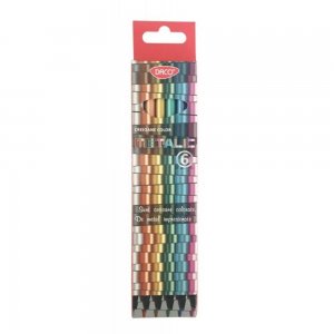 Set 6 Creioane Color DACO Metalic, 6 Culori Metalice, Corp Triunghiular din Lemn, Creioane Triunghiulare Colorate, Creioane Colorate Metalice DACO, Creioane DACO Set Creioane Colorate, Creion Colorat, Creioane Scoala, Creioane Desen