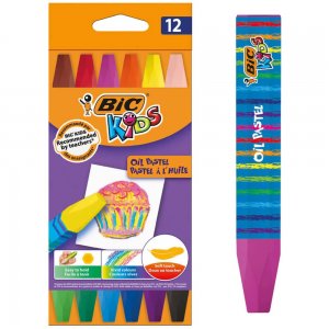 Creioane Pastel Bic, 12 Buc/set, Culori Asortate, Creioane De Colorat Pastelate, Set 12 Creioane Pastel Pentru Copii, Creion Pastel Bic, Creioane Colorate Pastel Pentru Scoala Bic, Creioane Pastel Bic Pentru Copii