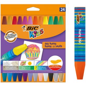 Creioane Pastel Bic, 24 Buc/set, Culori Asortate, Creion Pastel Bic Pentru Copii, Set 24 Creioane De Colorat Pastelate Bic, Creioane Pastel Pentru Scoala Bic, Creioane De Colorat Pastel, Creioane Pastel Pentru Copii