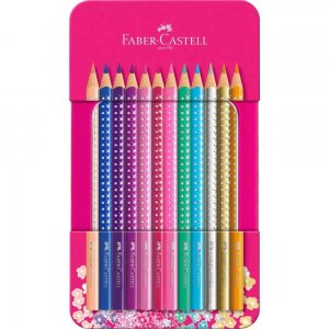 Set Cadou 12 Creioane Colorate Sparkle Faber-Castell, Diverse Culori, Creioane Colorate Set, Creioane Colorate Faber-Castell, Set Creioane Colorate, Set Cadou de Creioane Colorate, Seturi Cadou Creioane Colorate, Creioane Colorate la Set
