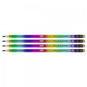 Set 72 Creioane cu Radiera Daco, Corp Curcubeu, Scris Negru