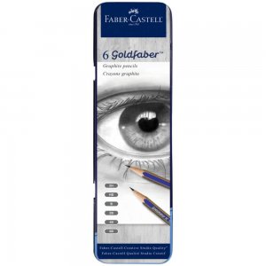 Set 6 Creioane Grafit Faber-Castell Goldfaber, Radiera si Ascutioare Incluse, Faber-Castell Goldfaber Creion, Creion Grafit Desen, Creion Grafit pentru Scris si Desen, Creion Desen Tehnic, Set Creioane Grafit Desen Tehnic, Creioane Grafica