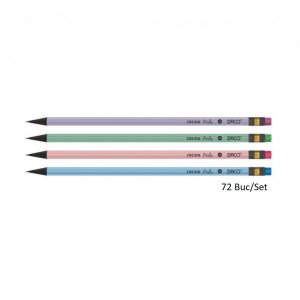 Set 72 Creioane Grafit DACO Perla, Mina HB, Corp Rotund de Lemn Negru cu Radiera, Set Creioane Grafit din Lemn Negru, Creion de Lemn Negru HB, Set Creioane Grafit cu Radiera, Creion HB Grafit, Creioane pentru Schite si Grafica, Creioane Desen Tehnic