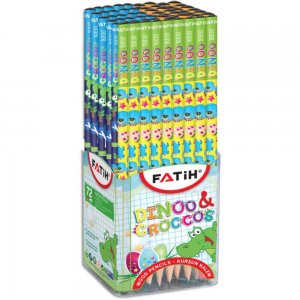 Set 72 Creioane Grafit Fatih Dinoo si Croccos, Mina HB, Corp Rotund de Lemn Rotund Multicolor, Creioane Desen HB, Set Creioane Grafit HB, Creion HB, Set Creioane Grafit cu Radiera, Creion HB Grafit, Creioane pentru Schite si Grafica, Creioane Desen Tehnic