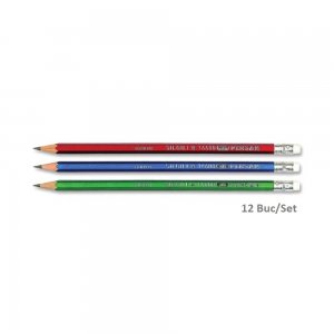 Set 12 Creioane Grafit PENSAN Coral, Mina HB, Corp de Lemn si Radiera, Creioane Desen HB, Creioane Grafit HB cu Radiera, Creioane Lemn HB PENSAN, Set Creioane Grafit cu Radiera, Creion HB Grafit, Creioane pentru Schite si Grafica, Creioane Desen Tehnic