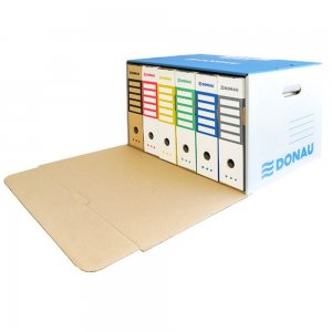 Container Arhivare cu Deschidere Frontala, 360x555x315 mm, Culoare Albastra, Containere Arhivare DONAU, Capacitate 6 Bibliorafturi