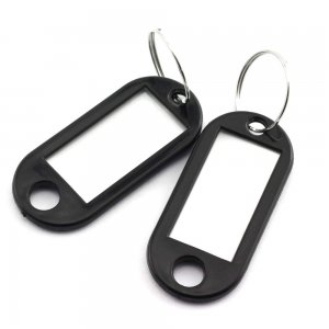 Breloc cu Eticheta pentru Chei, 50x20 mm, 100 Buc/Set, Negru, Tag pentru Chei, Breloc din Plastic pentru Chei