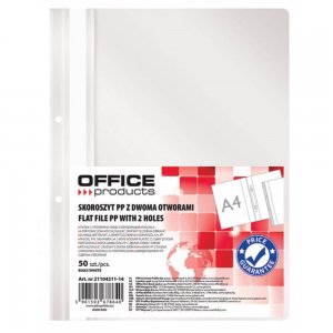 Dosare din Plastic cu Sina si Doua Perforatii, 50 Buc/Set, 225x305 mm, Capacitate 200 Coli, Culoare Alba, Dosare din Plastic OFFICE Products, Dosar pentru Documente, Mapa Documente, Dosare pentru Arhivare Documente