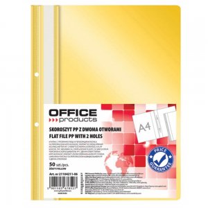 Dosare din Plastic cu Sina si Doua Perforatii, 50 Buc/Set, 225x305 mm, Capacitate 200 Coli, Culoare Galbena, Dosare din Plastic OFFICE Products, Dosar pentru Documente, Mapa Documente, Dosare pentru Arhivare Documente