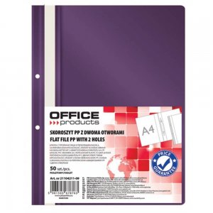 Dosare din Plastic cu Sina si Doua Perforatii, 50 Buc/Set, 225x305 mm, Capacitate 200 Coli, Culoare Mov, Dosare din Plastic OFFICE Products, Dosar pentru Documente, Mapa Documente, Dosare pentru Arhivare Documente