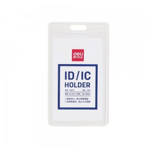 Ecuson Vertical Rigid pentru Carduri Deli, 54x90 mm, Alb, Deschidere Laterala, Ecuson Carduri, Ecuson Legitimatie, Ecusoane Verticale, Ecusoane Carduri, Ecusoane Legitimatie, Ecuson Alb, Ecusoane Albe, Ecusoane pentru Carduri, Ecuson pentru Carduri