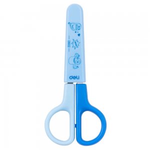 Foarfeca Scolara cu Protectie Deli Bumpees, 12 cm, Albastru, Foarfeca cu Protectie pentru Scoala, Foarfeca Scolara Albastra, Foarfeca pentru Copii, Foarfeca Albastra pentru Copii, Foarfeca cu Varf Rotunjit, Foarfeca pentru Scoala