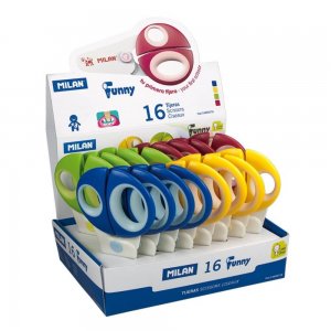 Set 16 Foarfeci MILAN, 12.5 cm, Lama Plastic, Foarfece Plastic Lucru Manual, Foarfece MILAN Scoala, Set Foarfeci MILAN pentru Craft, Foarfeca Universala, Foarfeca Plastic pentru Copii, Foarfeca pentru Hartie