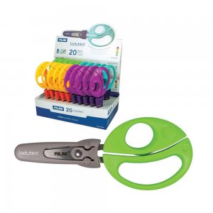 Set de 20 Foarfeci Buburuza cu Teaca MILAN, 4 Culori, Foarfeca Copii, Foarfeca MILAN, Foarfeci MILAN, Foarfeci Copii, Foarfeca pentru Copii, Foarfeca Hartie Copii, Foarfece pentru Copii, Foarfeca pentru Hartie si Carton