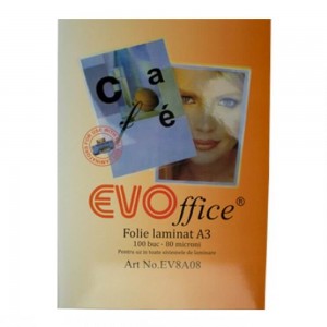 Folie Laminat A3 EVOffice, Dimensiune 303x426 mm, 80 MIC, 100 Coli/Top - Folie de Laminare a Hartiei Folie Laminat A3 EVOffice, Dimensiune 303x426 mm, 80 MIC, 100 Coli/Top - Folie de Laminare a Hartiei
