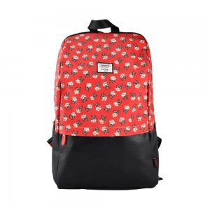 Ghiozdan DACO, 43x29x15 cm, Bretele Reglabile, Material Poliester/Piele Sintetica, Model Floral, Culoare Negru/Rosu, Ghiozdane pentru Fete, Ghiozdane pentru Scoala, Ghiozdan de Scoala, Ghiozdan pentru Copii, Ghiozdan Scolar, Ghiozdane Scolare