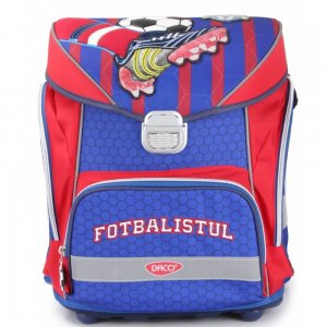 Ghiozdan DACO Tip Container, Model Fotbalist, 40x35x23 cm, Poliester, Albastru, Ghiozdan Scolar, Ghiozdan Scolari, Ghiozdane Scoala, Ghiozdan Adolescenti, Ghiozdane Adolescenti, Ghiozdan Container, Ghiozdan Mare
