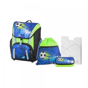 Set Ghiozdan Etui Cutie Carti si Sac Sport Schneiders Fotbal Smart, 31x40x22 cm, Albastru, Poliester, Set pentru Scoala, Set Genti Scoala, Rucsac Scoala, Rucsacuri Scoala, Ghiozdane Scoala, Set Ghiozdan si Penar, Set Rucsac Penar, Ghiozdan Echipat