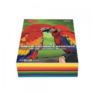 Hartie Colorata Asortata DACO A4, 80 g/m², 500 Coli/Top, 10 Culori, Top Hartie Colorata, Coli Colorate, Hartie Color A4, Hartie Colorata, Foi de Hartie Colorate, Hartie Copiator Color, Coli A4 Colorate, Foi A4 Colorate, Rechizite Scolare, Papetarie