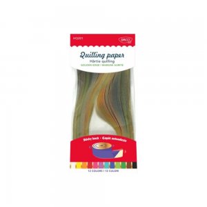 Hartie Quilling DACO, 42.5x0.5 cm, 200 Fasii/Set, Multicolor, Capat Autoadeziv, cu Margini Aurite, Hartie Quilling Autoadeziva, Hartie Quilling cu Adeziv, Fasii Quilling Adezive, Hartii Colorate Quilling, Produse de Hartie, Banda Hartie Quilling